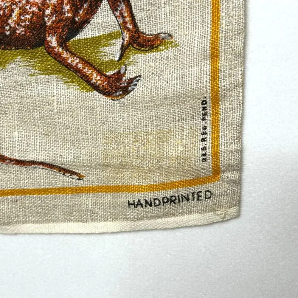 Vintage Hand Printed Pure Linen Australian Fauna Hanging Art